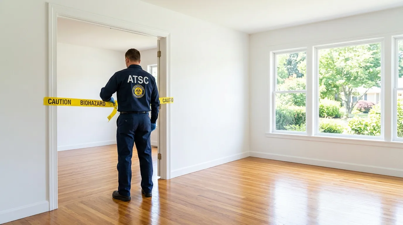 Certified biohazard cleanup crew performing Decomposition Cleanup in Mascotte